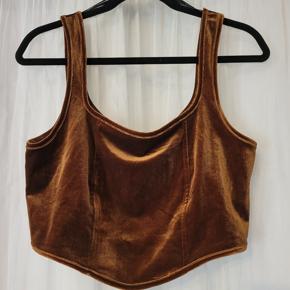Brown Velvet Crop Top